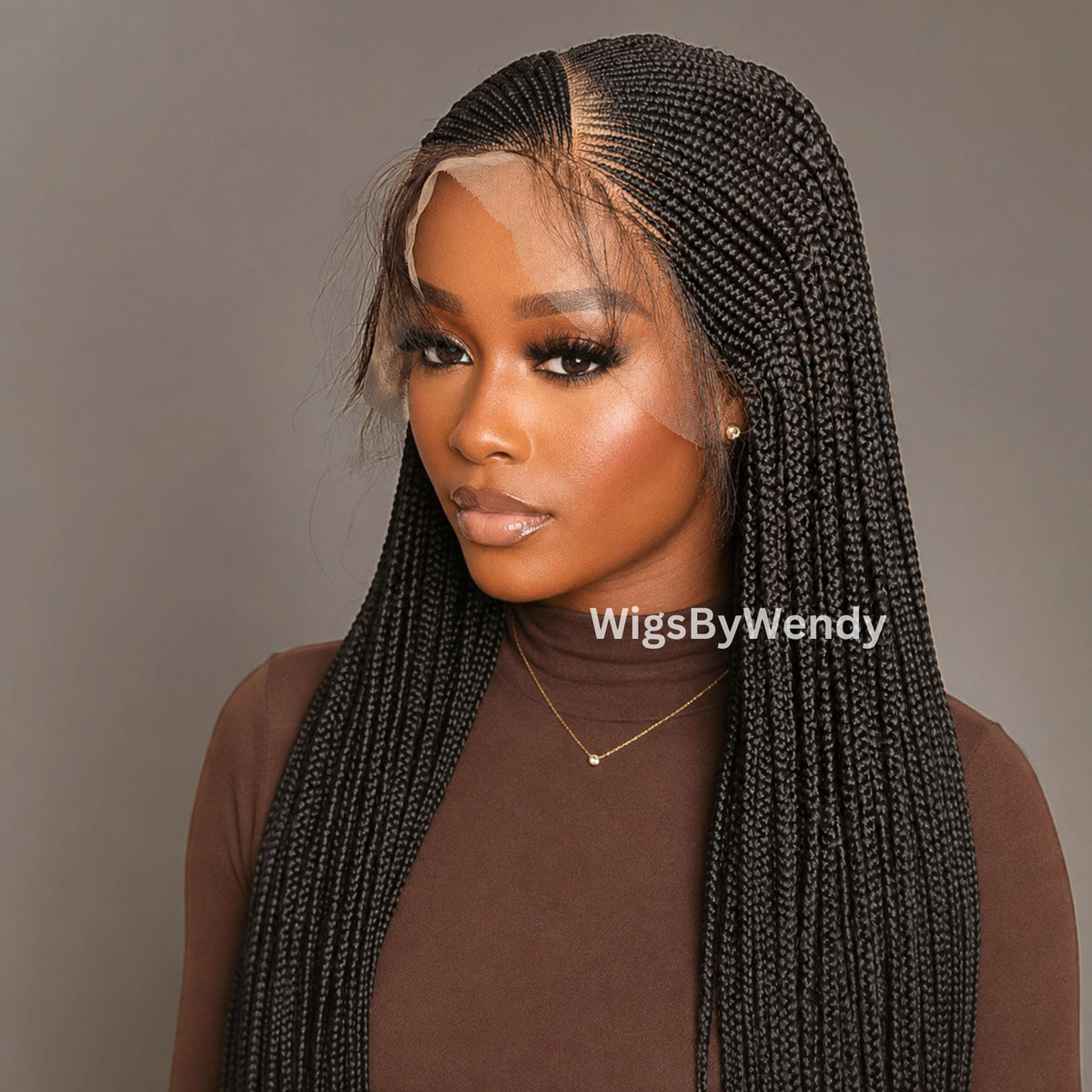 V-Part Conrow Wig, Long Single Box Braids Lightweight African Weave Wig With Baby Hair