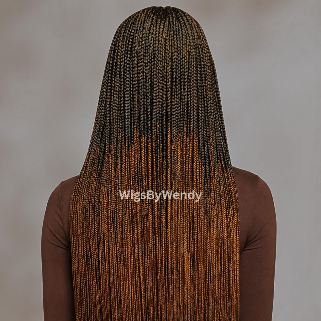 Lacce Frontal Conrow Wig, Long Single Box Braids Lightweight African Weave Wig With Baby Hair