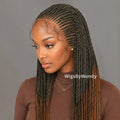 Lacce Frontal Conrow Wig, Long Single Box Braids Lightweight African Weave Wig With Baby Hair