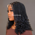 Curly Lace Frontal Box Braids Wig, Short Bob Lightweight African Weave Wig