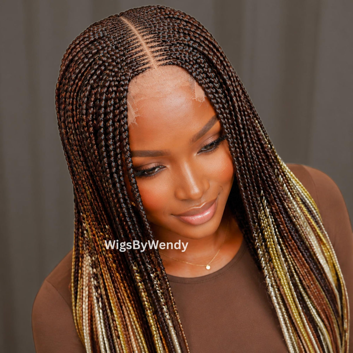 Middle Part Long Fulani Conrow Braids Wig