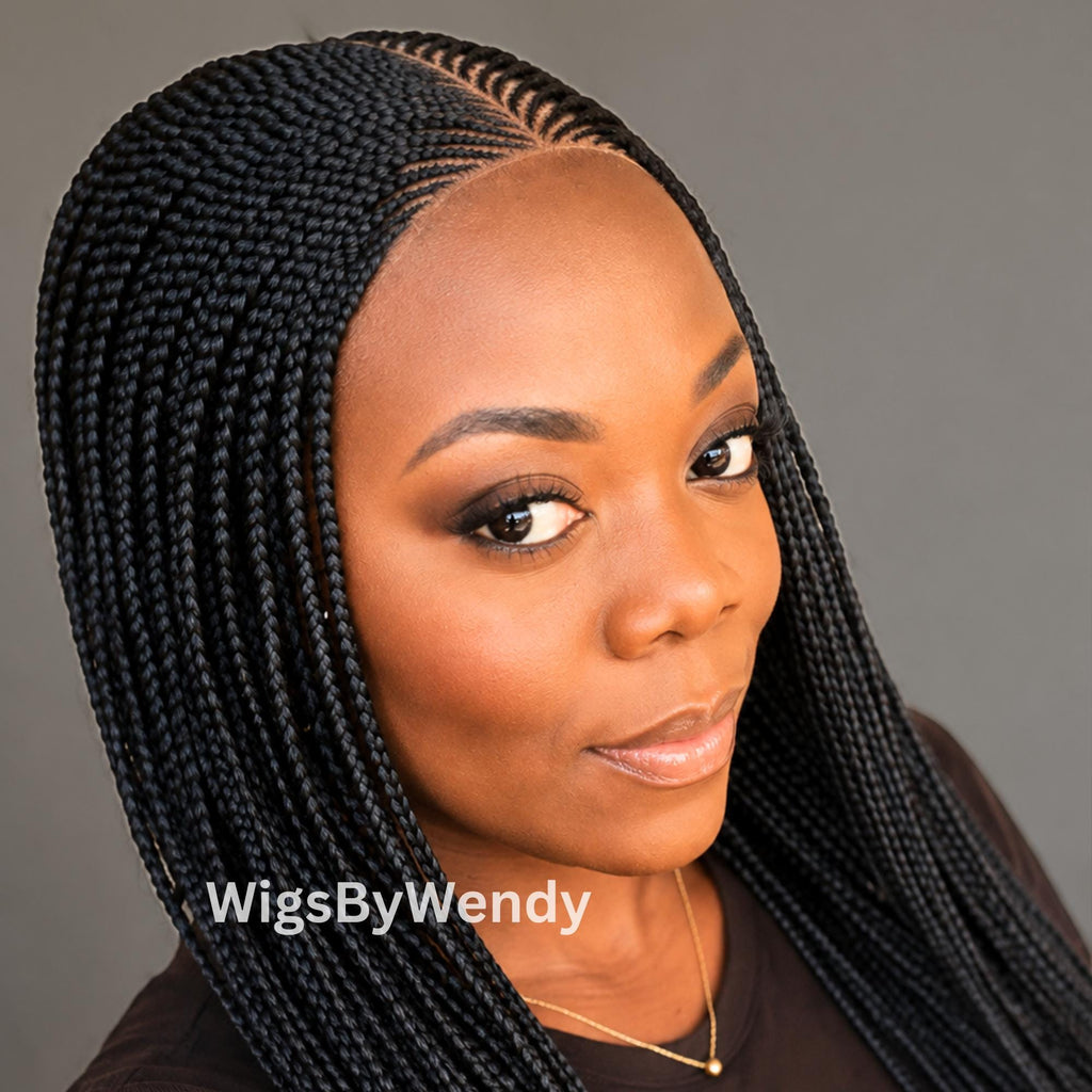V-Part Lace Frontal Conrow Wig, Long Lightweight African Braids Wig