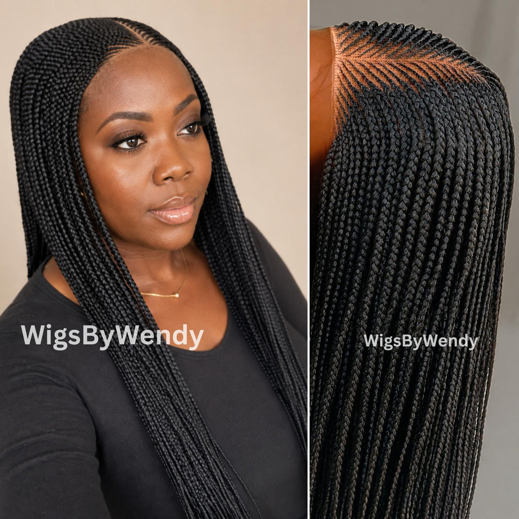 V-Part Lace Frontal Conrow Wig, Long Lightweight African Braids Wig