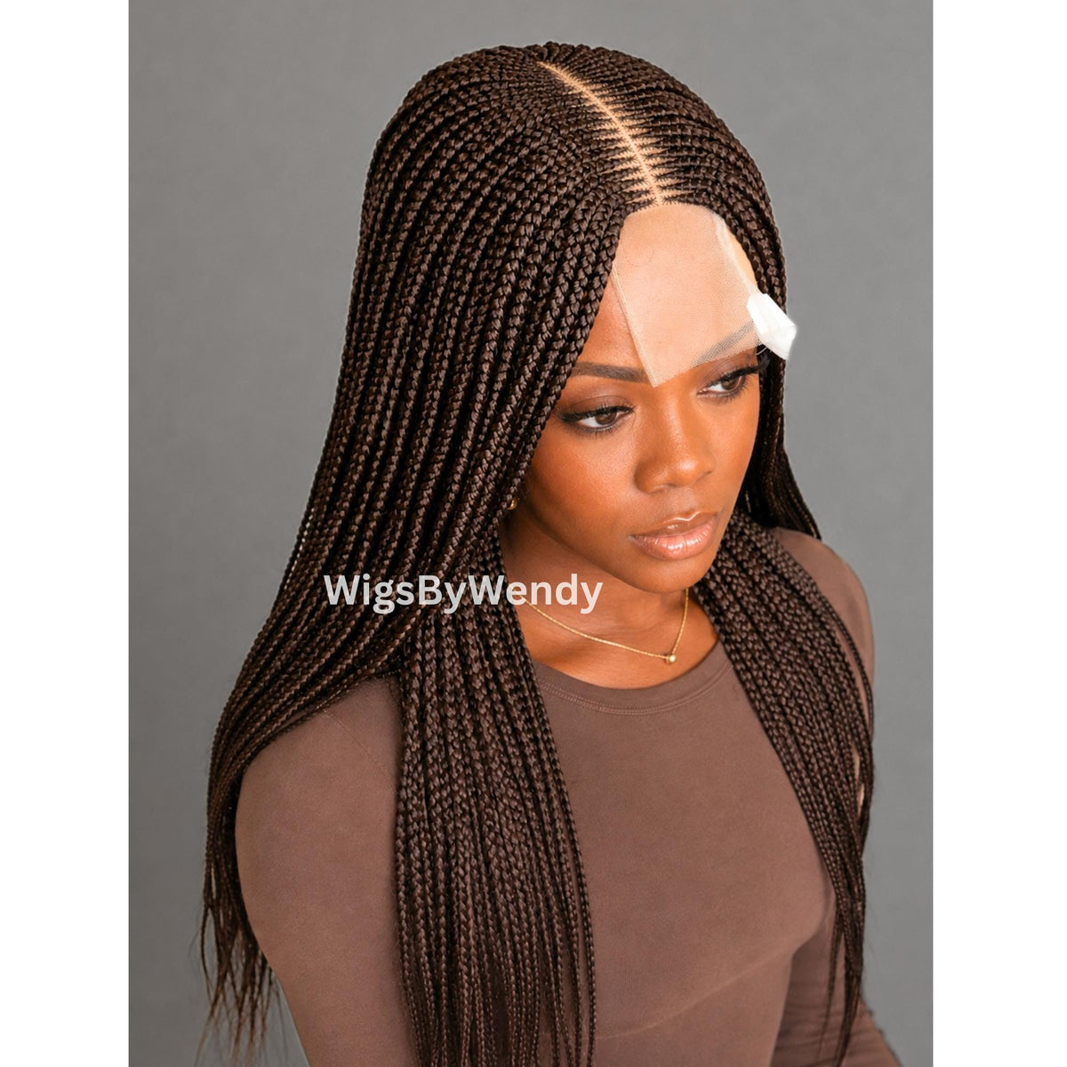 Black Middle Part Fulani Conrow Braids Wig