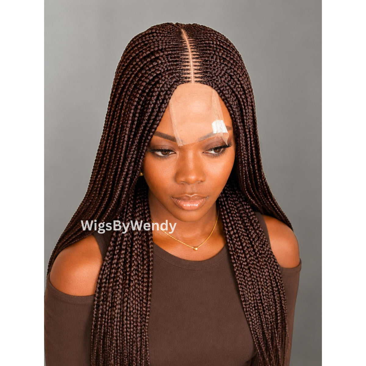 Black Middle Part Fulani Conrow Braids Wig