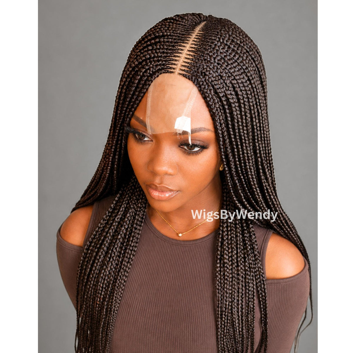 Black Middle Part Fulani Conrow Braids Wig