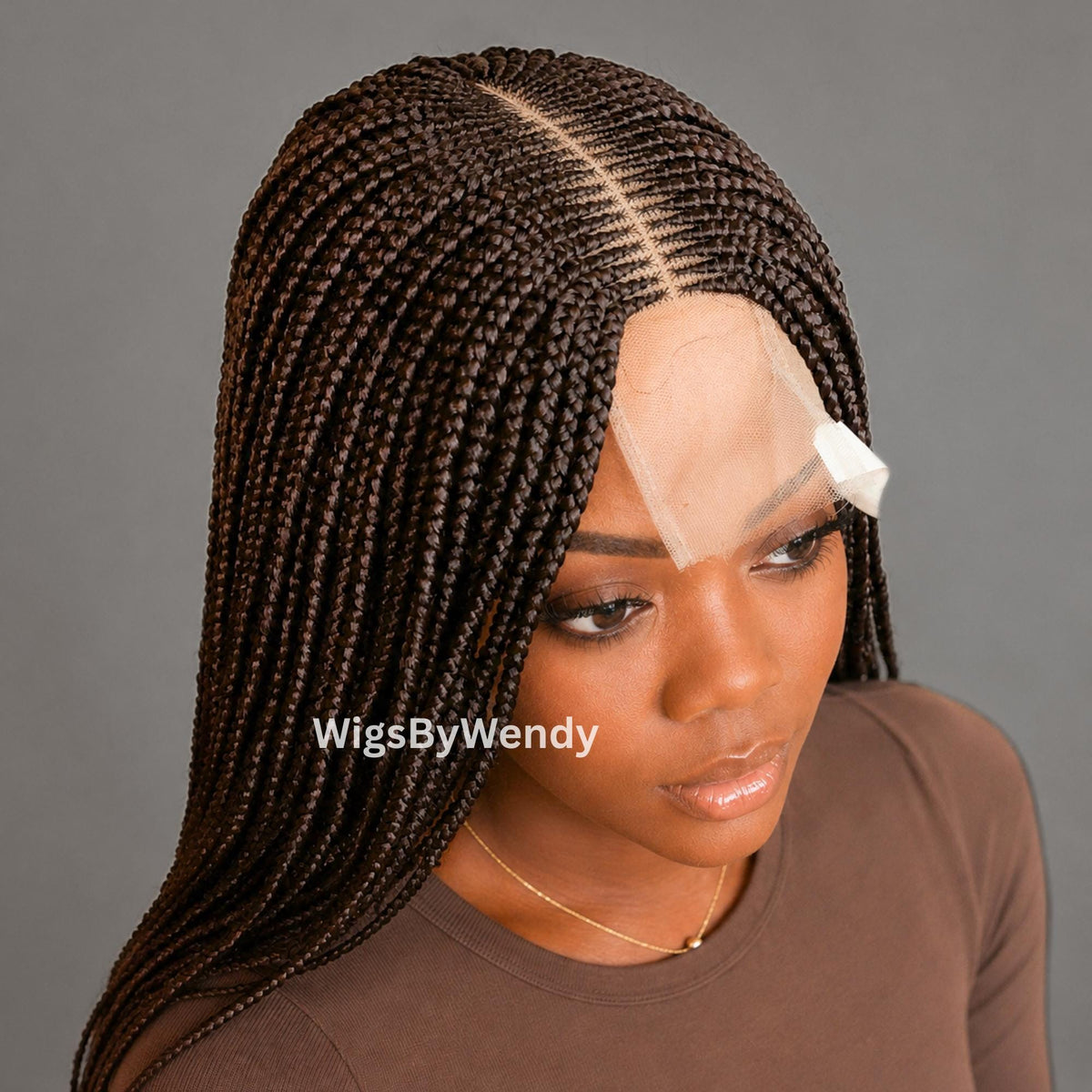 Black Middle Part Fulani Conrow Braids Wig