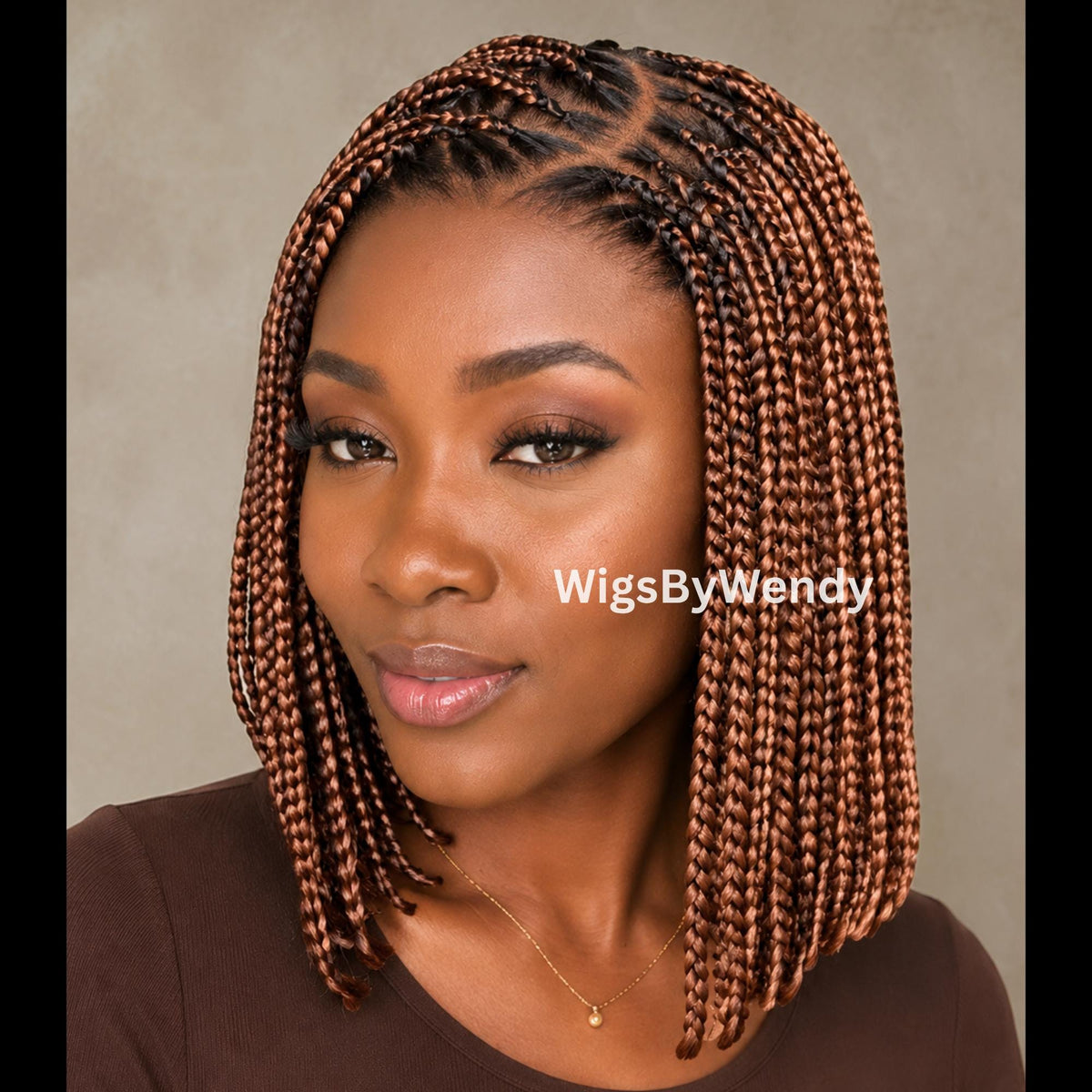 14-Inch Braided Bob Wig, Lightweight Lace Closure Side Part Box Braids