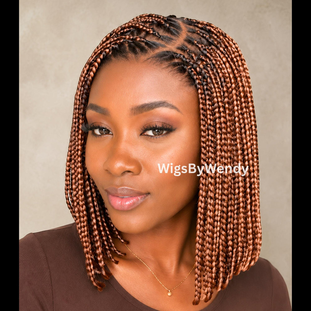 14-Inch Braided Bob Wig, Lightweight Lace Closure Side Part Box Braids
