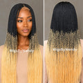 Black Blonde Ombere 28inches Micro Twist Braided Wig, Long Centre-part Light-weight Single Braids Wig
