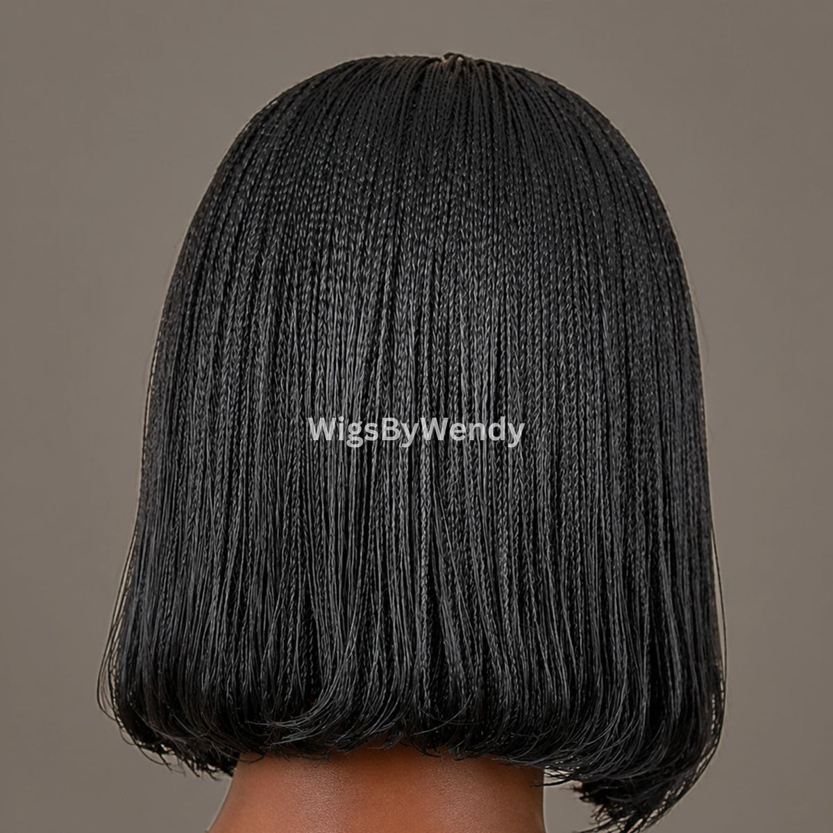Black Micro Twist Braided Wig, Centre-part Light-weight Single Braids Wig