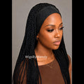 Black Glueless Single Box Braids Micro Twist Headband Wig