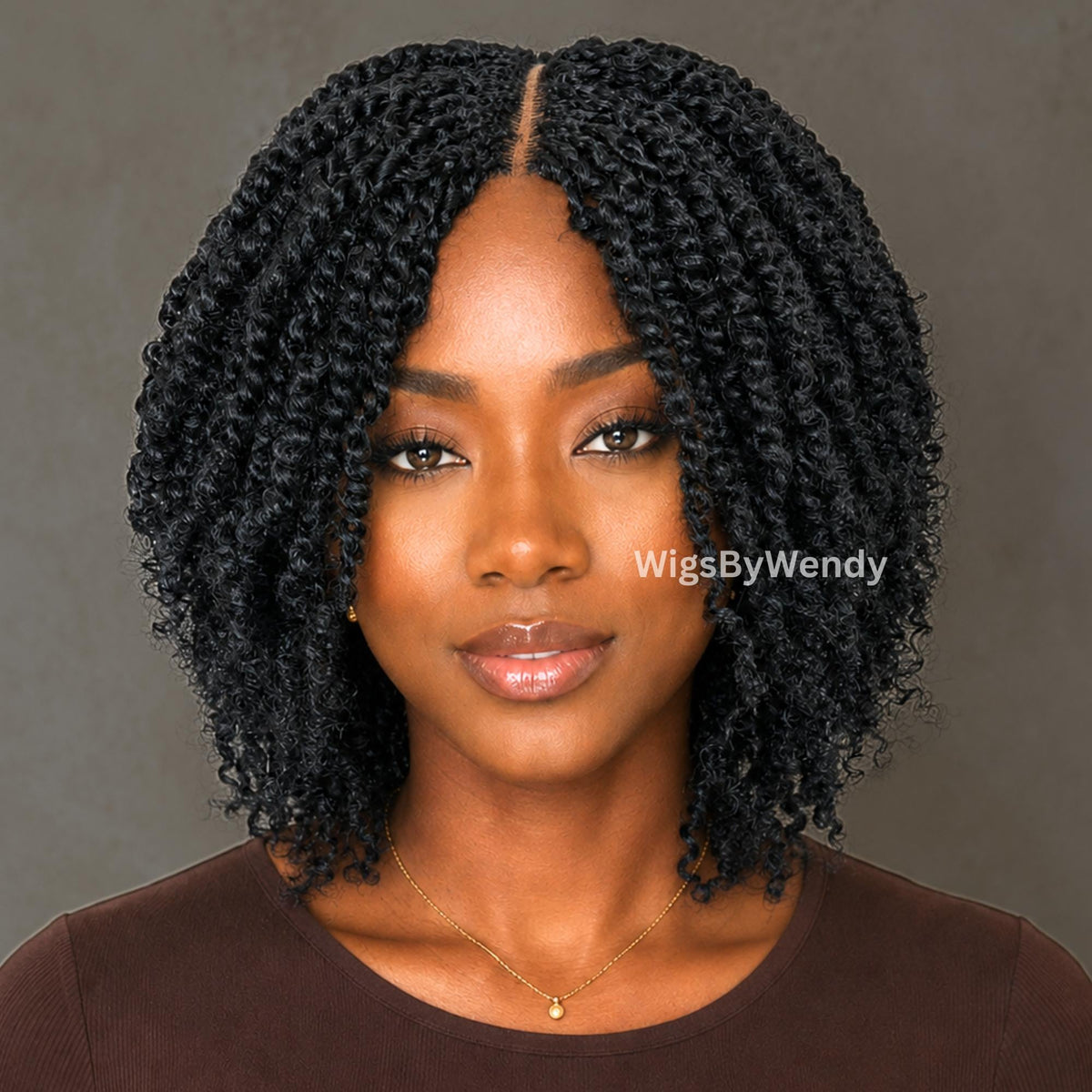 Short Bob Spring Twist Braids Wig, Passion Curls Lace Closure Lightweight Wig