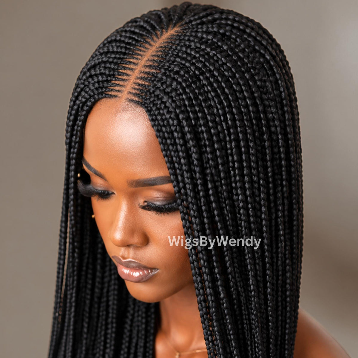 Middle Part Long Fulani Conrow Braids Wig