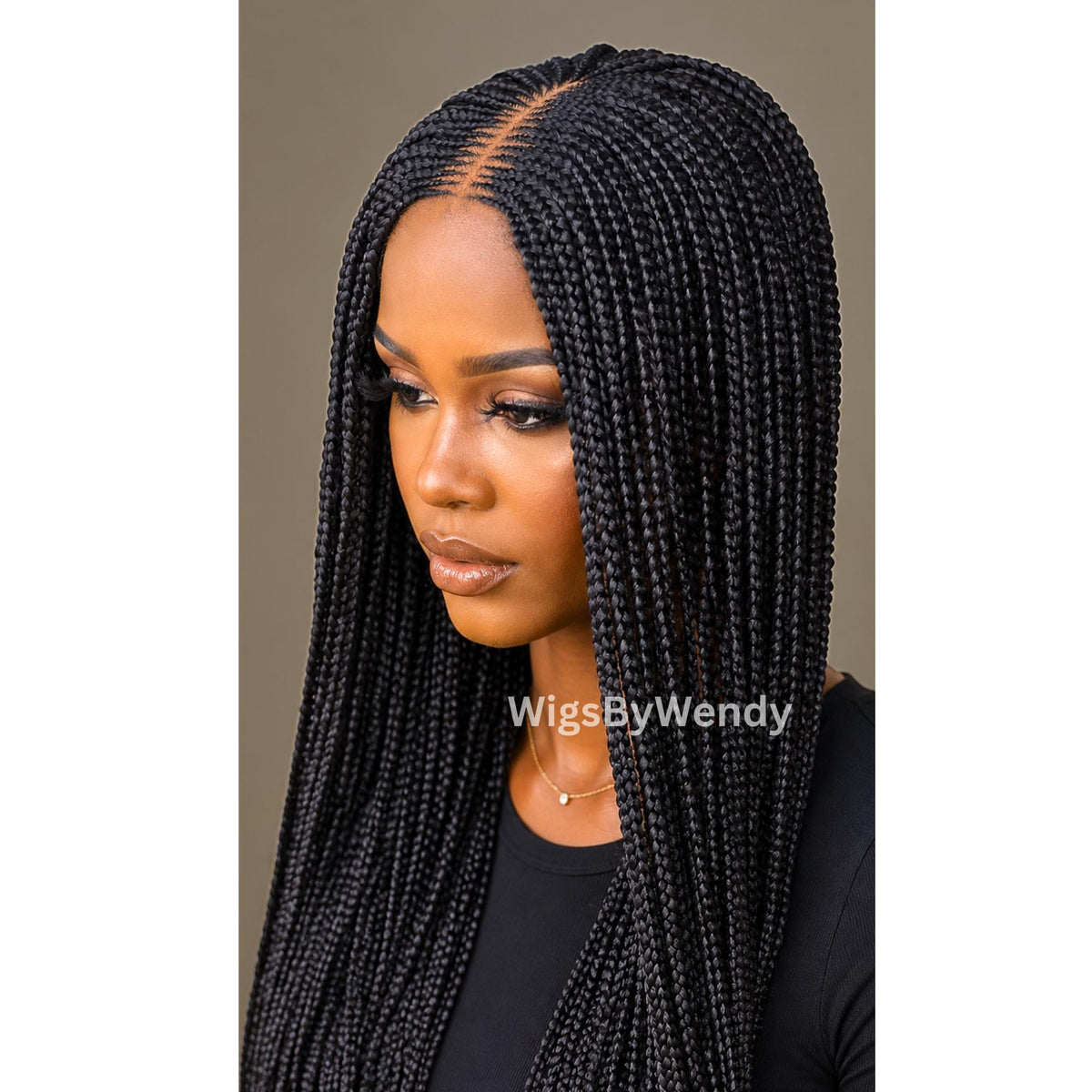 Middle Part Long Fulani Conrow Braids Wig