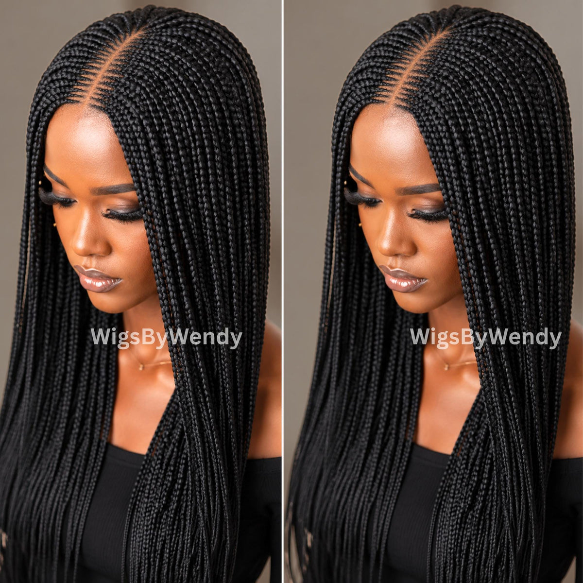 Middle Part Long Fulani Conrow Braids Wig