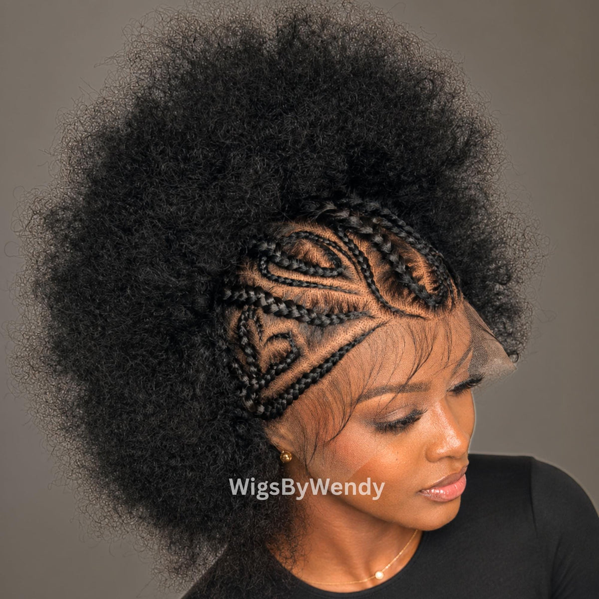 Afro Cornrow Braids Wig, 4c Lace Frontal Lightweight Wig