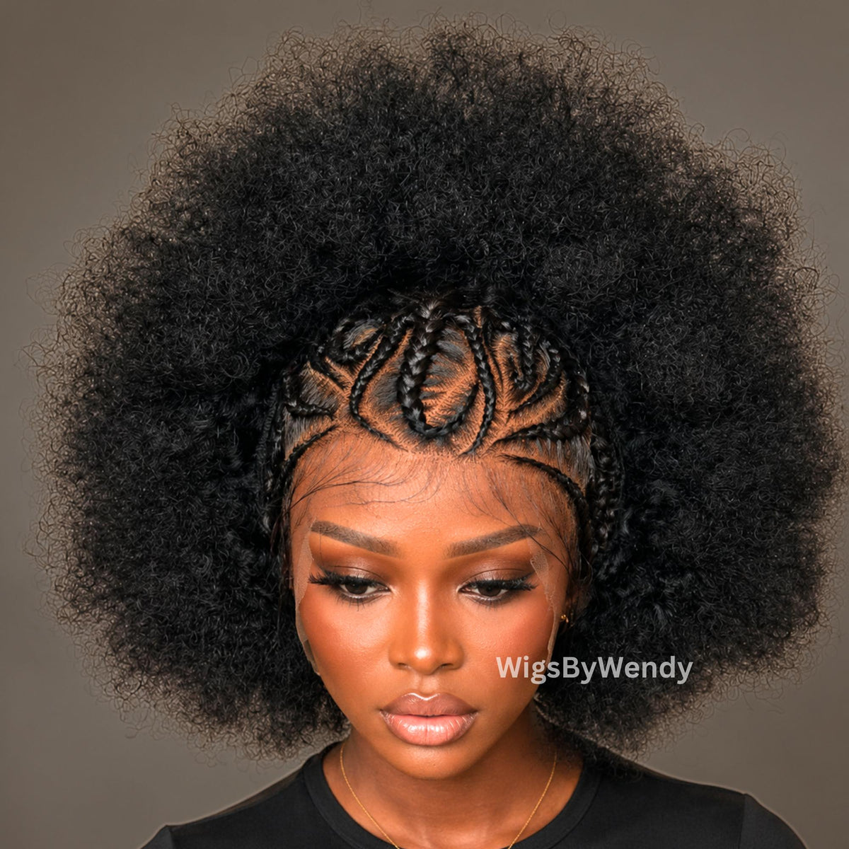 Afro Cornrow Braids Wig, 4c Lace Frontal Lightweight Wig