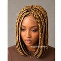 Short Bob Braids Wig, Single Big Box Lace Closure Lightweight Wig, Chunky Side Part Braids
