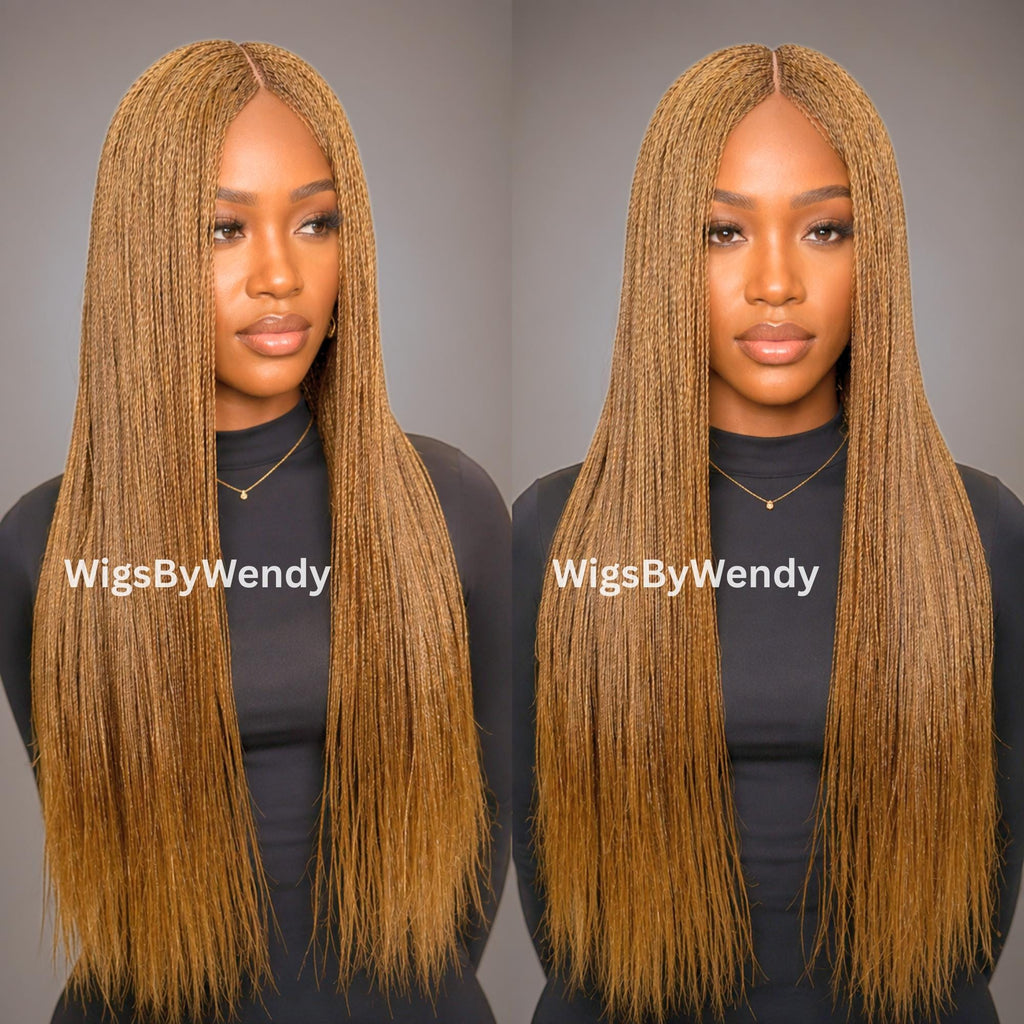 30inch Nano Twist Braided Wig, Centre-part Light-weight Single Braids Wig