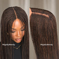 Brown 30inch Nano Twist Braided Wig, Centre-part Light-weight Single Braids Wig