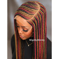 Rainbow Conrow Wig, Long Single Box Braids Lightweight African Weave Wig