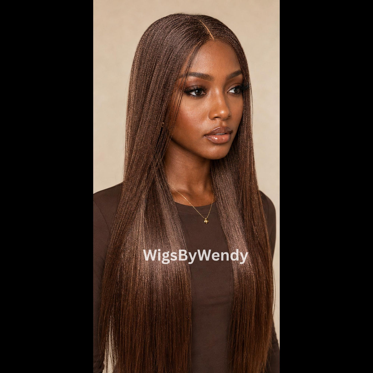 28inch Nano Twist Braided Wig, Light Brown Centre-part Light-weight Single Braids Wig