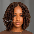 Brown Short Bob Spring Twist Braids Wig, Passion Curls Lace Closure Lightweight Wig