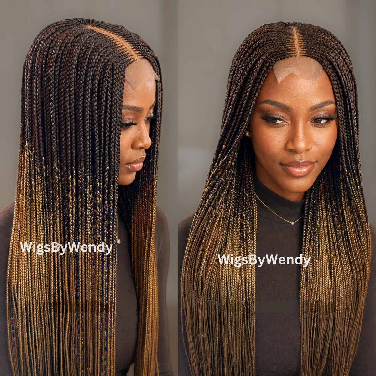 30inches Middle Part Long Fulani Conrow Braids Wig
