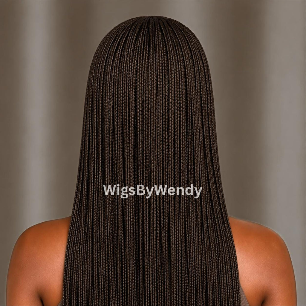 Brown Colour 4 Glueless Single Box Braids Headband Wig