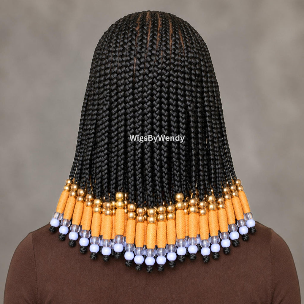 Beaded Full Lace Fringe Bangs Conrow Braids Wig