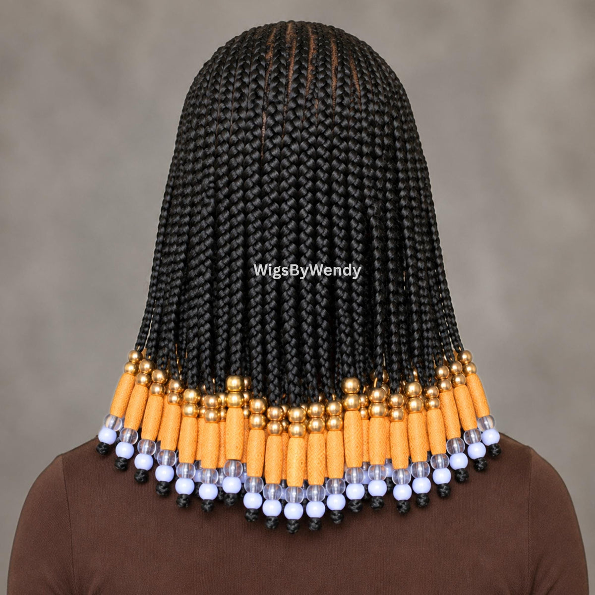 Beaded Full Lace Fringe Bangs Conrow Braids Wig