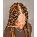 Brown and Gold 24 inches Middle Part Long Fulani Conrow Braids Wig
