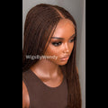 Dark Brown Micro Twist Braided Wig, Long Centre-part Light-weight Single Braids Wig,