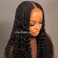 Curly Lace Closure Middle Part Cornrow Braids Wig, Lightweight African Weave Wig