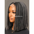 Salt and Pepper, Black and Grey Micro Twist Braided Wig, Centre-part Light-weight Single Nano Braids Wig