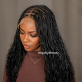 35inches Full Lace Black Knotless Boho Box Braids Wig For Black Women