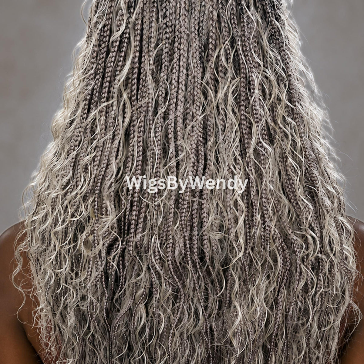 30inches Black Grey Silver Salt and Pepper Knotless Boho Box Braids Wig For Black Women