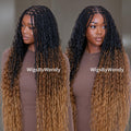 35inches Black brown Gold Ombre Knotless Boho Box Braids Wig For Black Women