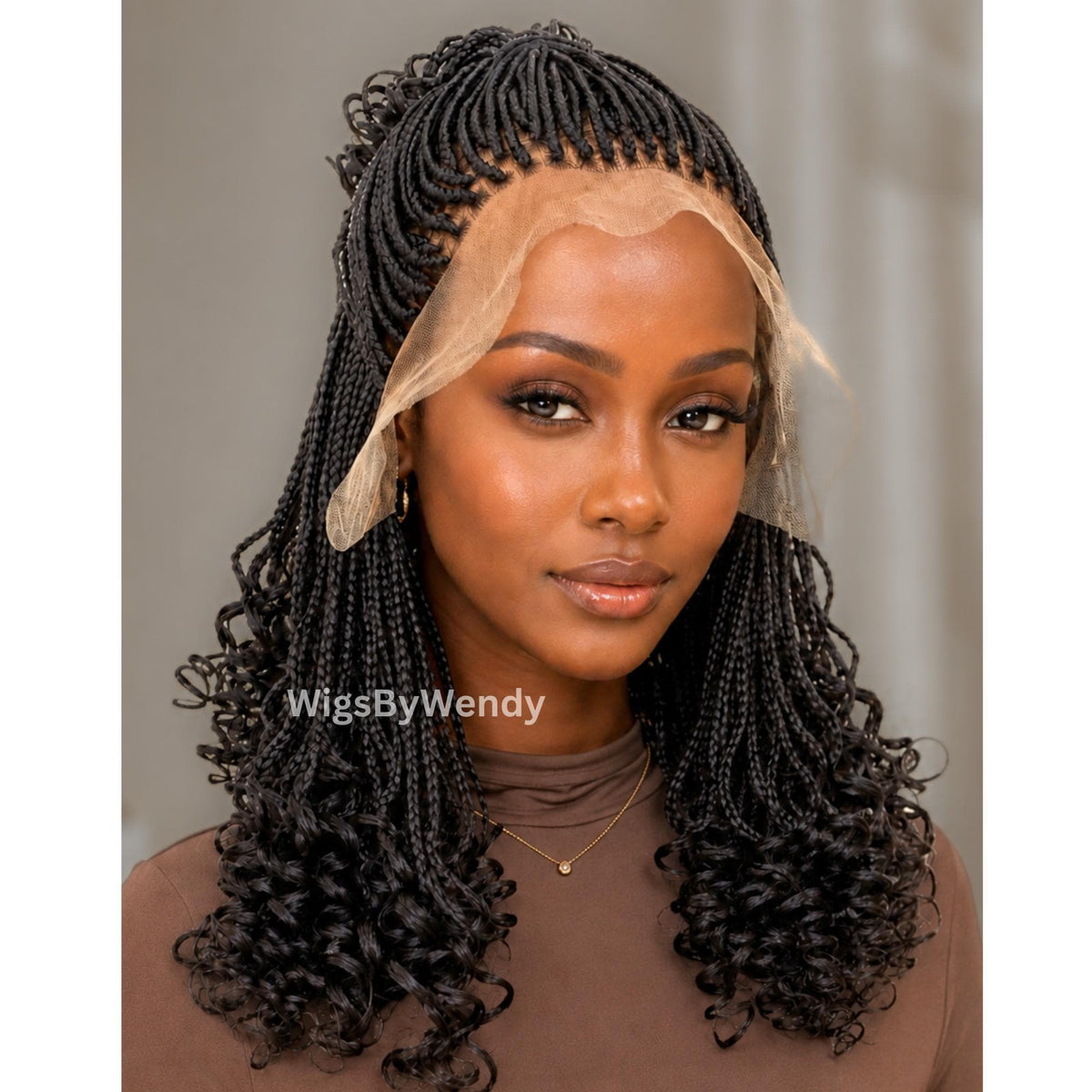 Curly Lace Frontal Box Braids Wig, Short Bob Lightweight African Weave Wig