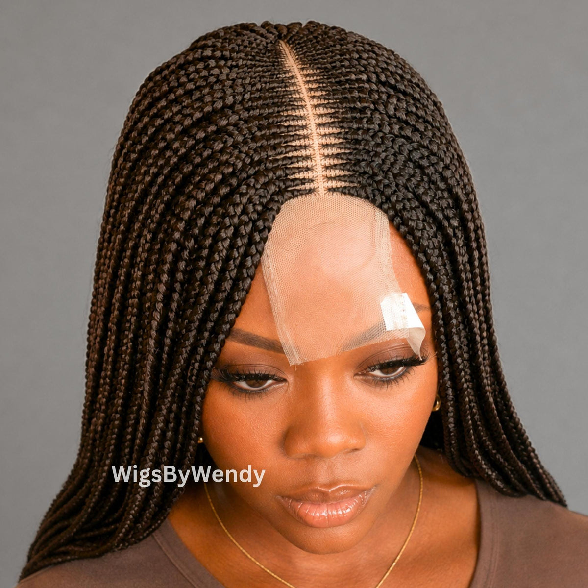 Black Middle Part Fulani Conrow Braids Wig