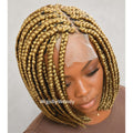 Short Bob Braids Wig, 12inch Single Big Box Lace Closure, Chunky Side Part Braids