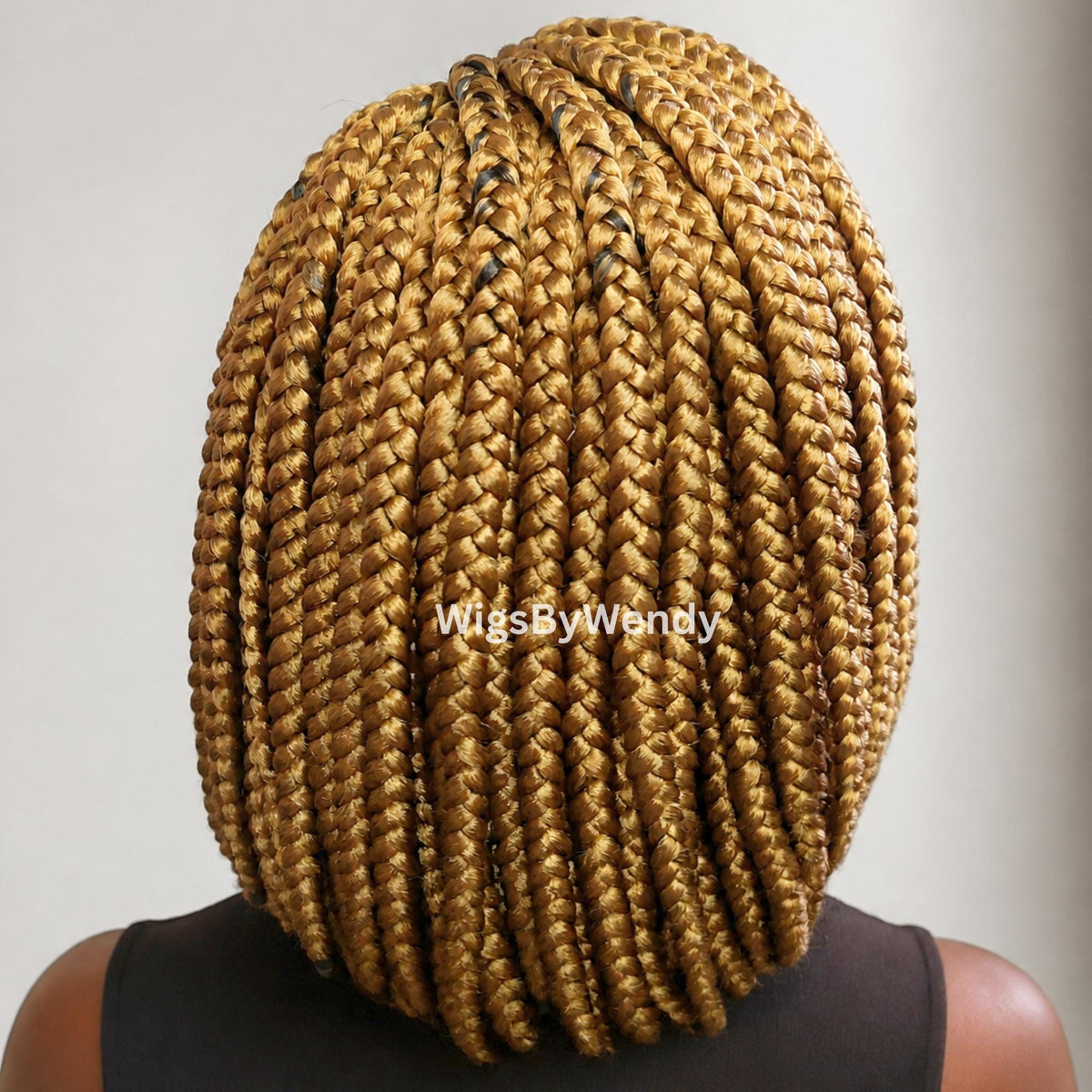 Short Bob Braids Wig, 12inch Single Big Box Lace Closure, Chunky Side Part Braids