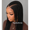 V-Part Conrow Wig, Long Single Box Braids Lightweight African Weave Wig With Baby Hair