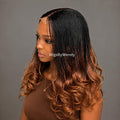 Black/Brown Spanish Curls Lace Closure Twist Wig, Single Box Braids French Curls Lightweight African Weave Wig