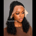 Curly Lace Frontal Box Braids Wig, Short Bob Lightweight African Weave Wig