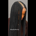 Black Middle Part Long Fulani Conrow Braids Wig