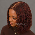 Curly Lace Closure Middle Part Cornrow Braids Wig, Lightweight African Weave Wig