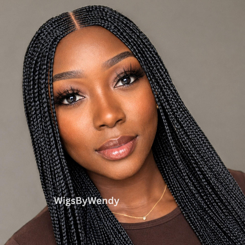 Middle Part Long Fulani Conrow Braids Wig