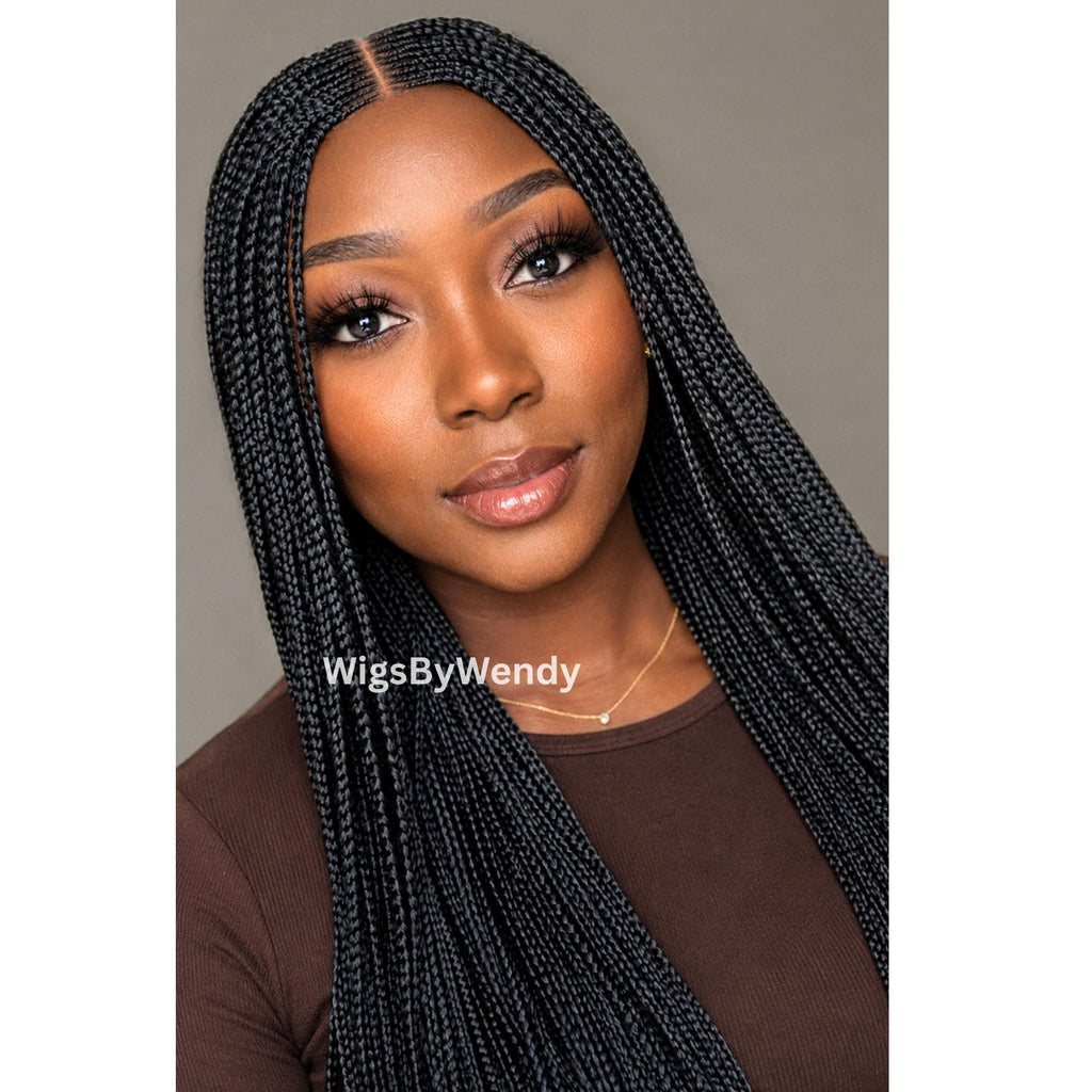 Middle Part Long Fulani Conrow Braids Wig